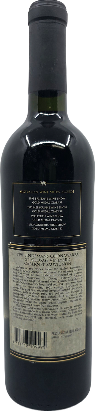 Lindemans St George Cabernet Sauvignon 1991