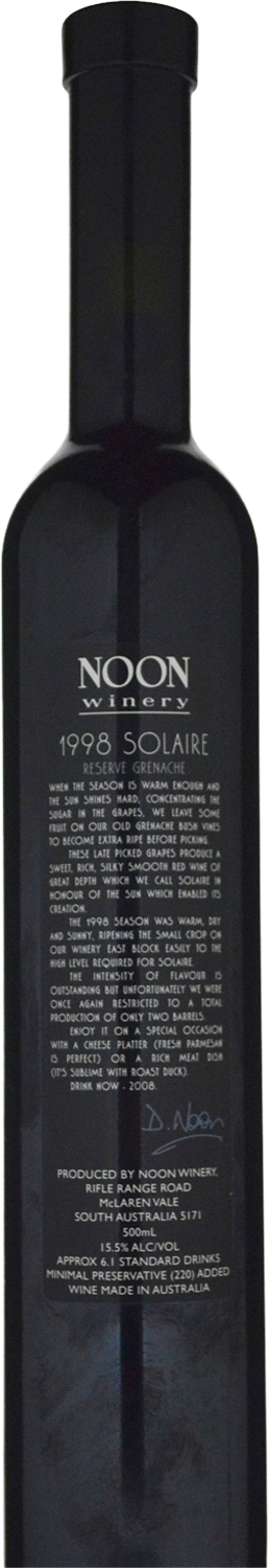 Noon Solaire Reserve Grenache 1998 500ml