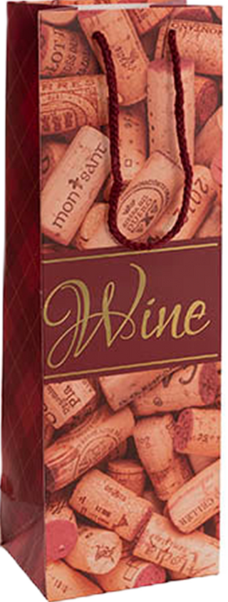 Single Bottle Gift Bag Corks Red
