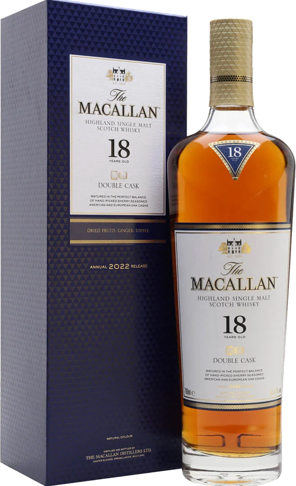 ウイスキー The Macallan 18 Year Old Double Cask The Macallan Double Cask 18 Year Old Single Malt Scotch Whisky 43