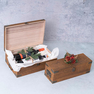 Wooden Double Wine Box Antique Brown - United Cellars