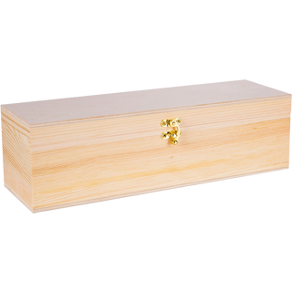 Wooden Wine Box Single Champagne Bottle Hinged Lid