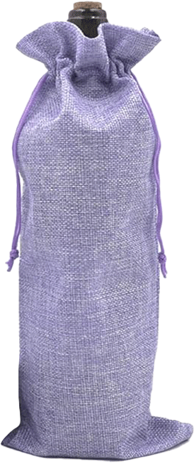 Burlap Drawstring Wine Bag - Lilac - United Cellars