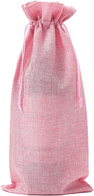 Burlap Drawstring Wine Bag - Pink - United Cellars