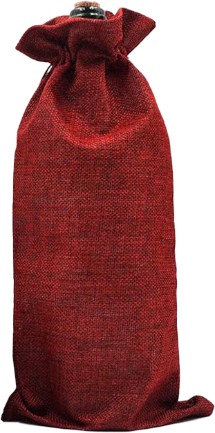 Burlap Drawstring Wine Bag - Red - United Cellars